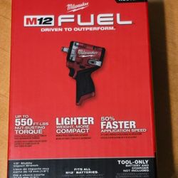 Milwaukee M12 FUEL 1/2" Stubby Impact Wrench BNIB. No Low Offers/ Trades, Pls. Price is Firm. Pick up Burien Yes Available Last one