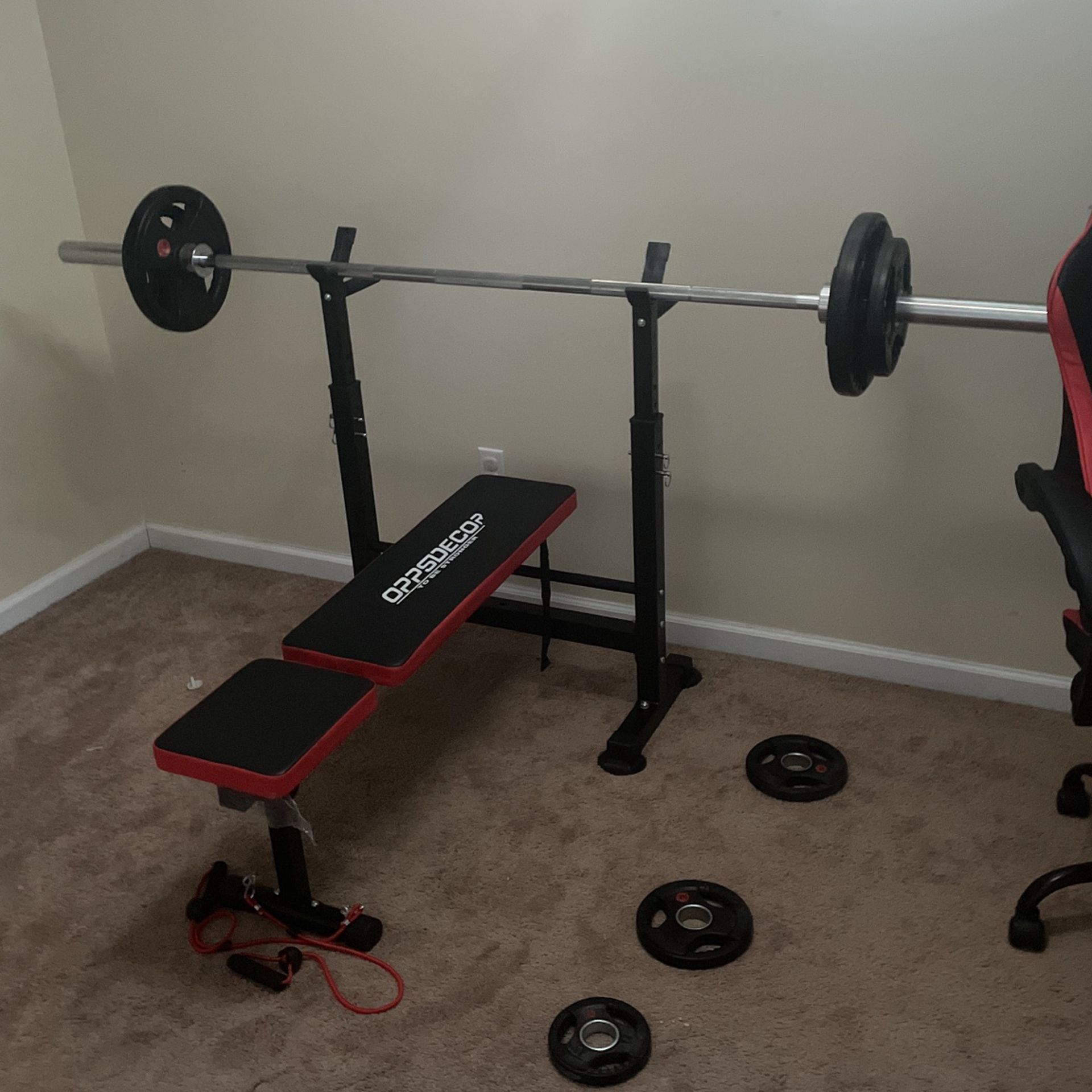 Foldable Bench With Bar (weights Not Included)