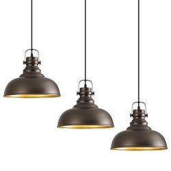 Refice 3 Packs Farmhouse Pendant Lights, Oil Rubbed Bronze Pendant Lighting
