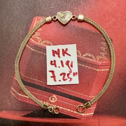 14K Solid Gold Bracelet For Wedding 4.1Gr 7.25 Inches Long 