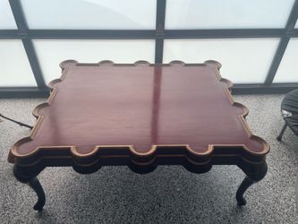 Vintage 1950 Wood Table with a Scalloped Edge