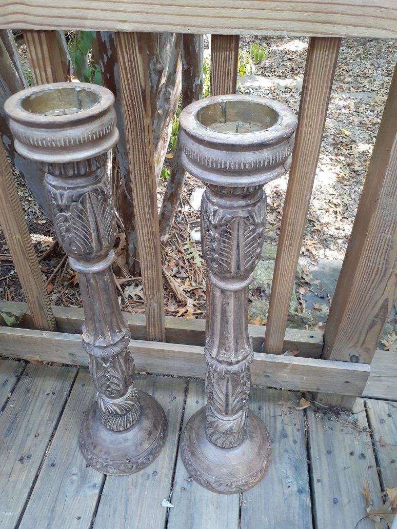 Tall wood candle holders