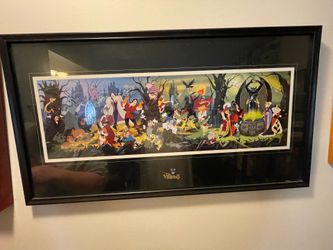 Disney Parks VILLAINS framed ART PRINT. 35 Vintage Character Chernabog Scar Maleficent more 1990s