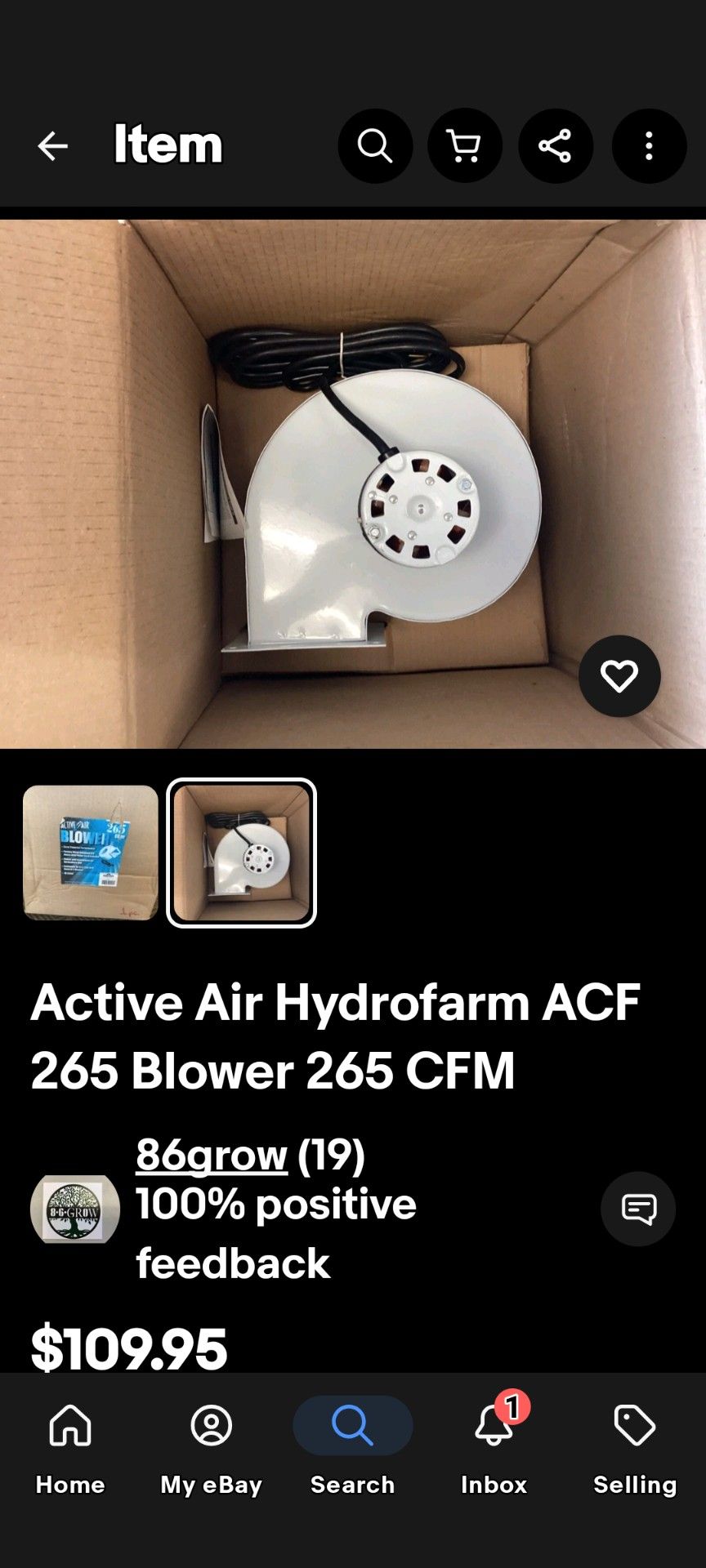 ActuveAir hydrofarm Blower