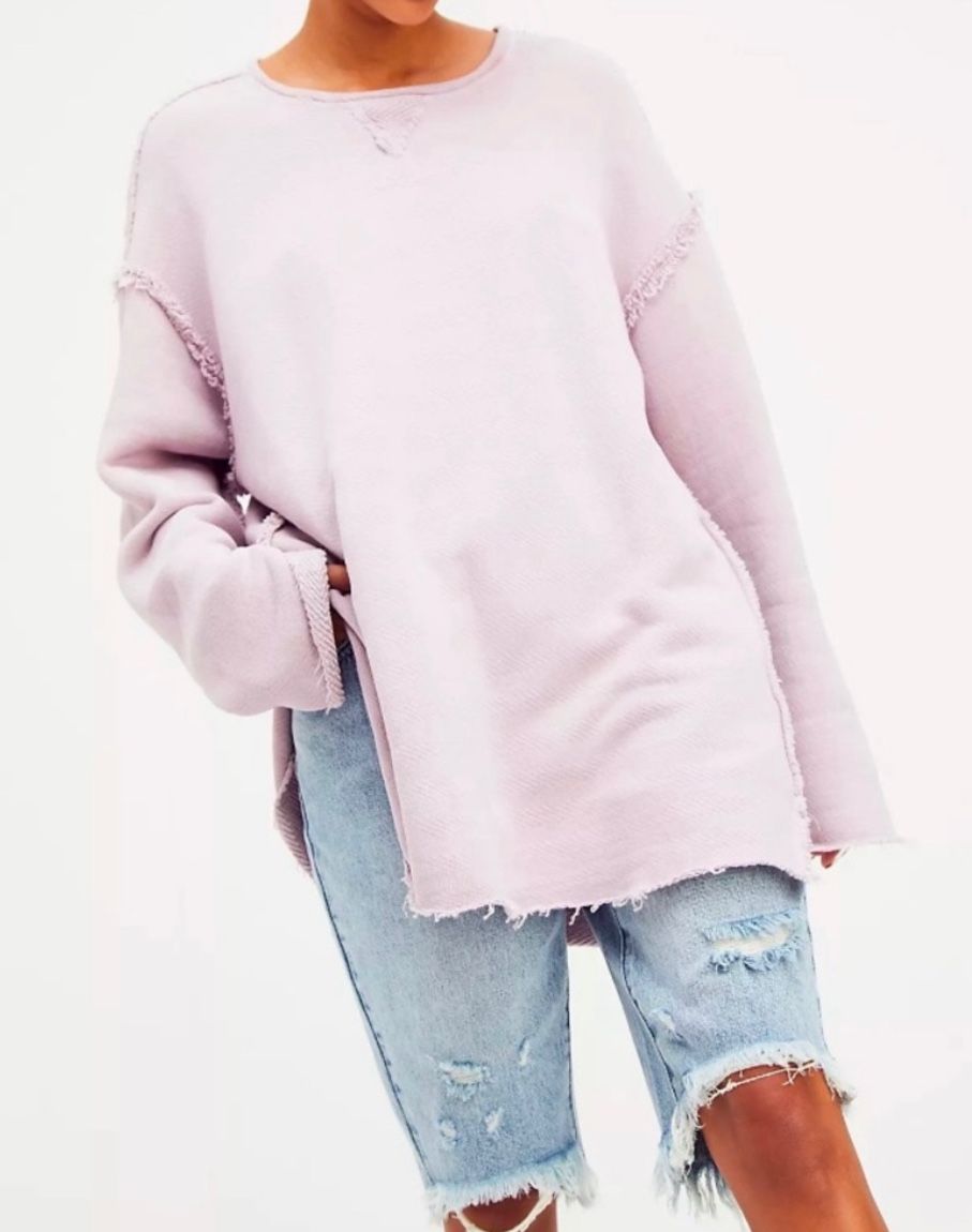 Free People Best Coast Cotton Oversized Tunic in Dust Lavender