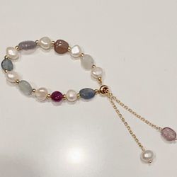 Natural Fluorite Irregular Pearl Bracelet 