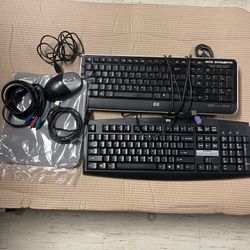 Computer keyboards, mouse, cables - bundle