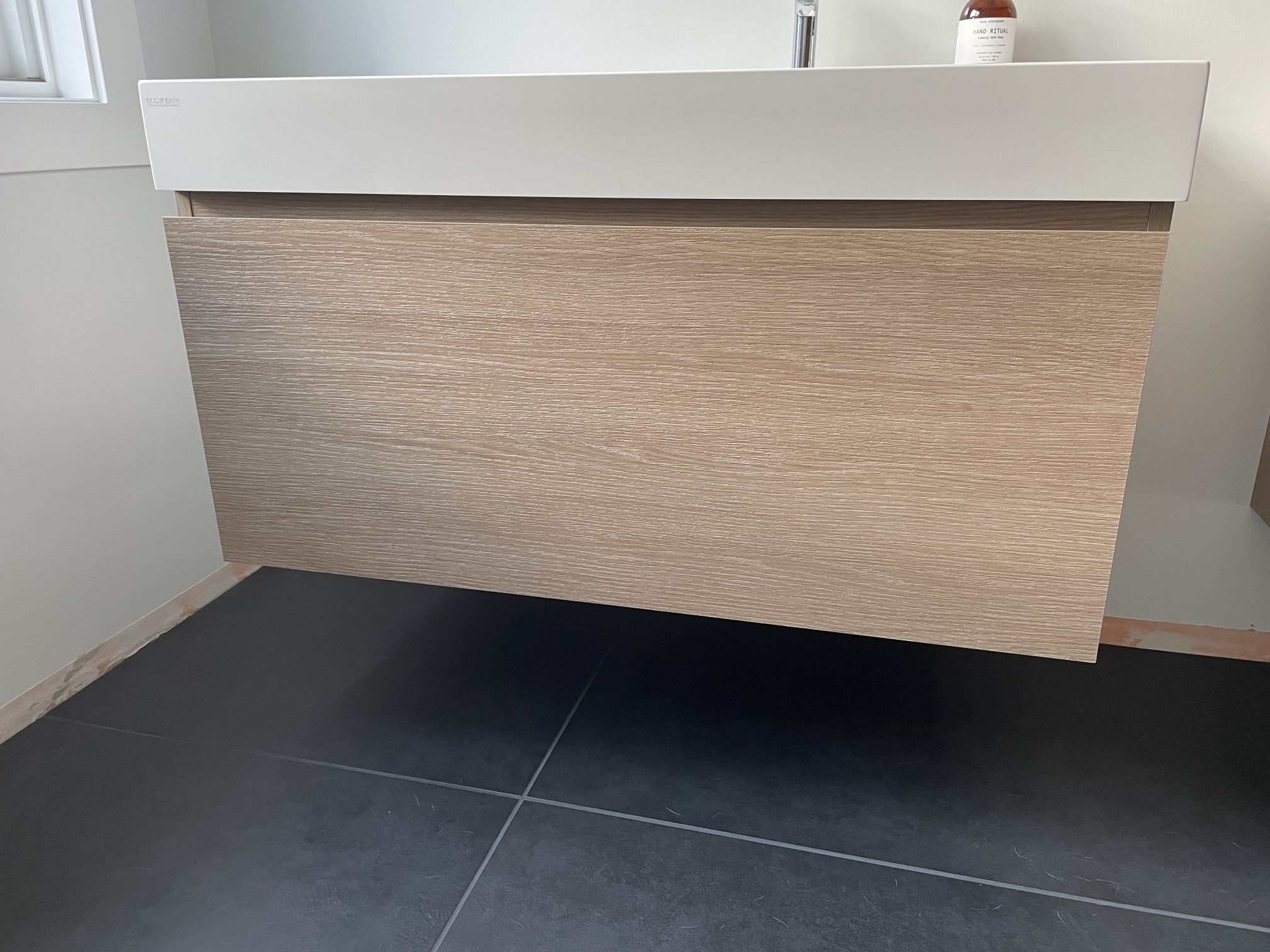 Porcelanosa 43” Floating Bathroom Vanity In Oak