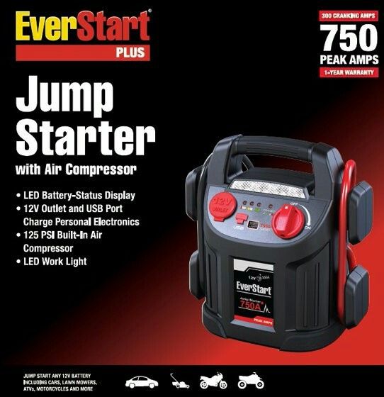 EverStart 750 Amp Jump Starter with Air Compressor Model - GM037C
