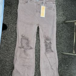 Mauve Raw Hem Distressed Jean By Risen 