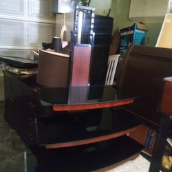 Glass And Wood Tv  Stand 40 Wide