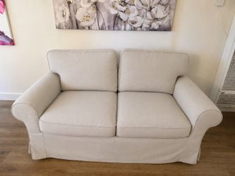 2er Sofa with washable off white canvas slip covers
