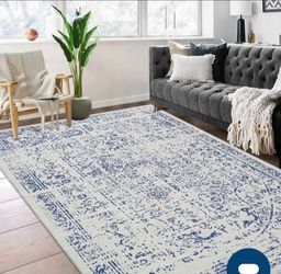 9x12 Rug, Large Blue Area Rug for Living Room Stain Resistant Vintage Area Rugs Washable Rug
