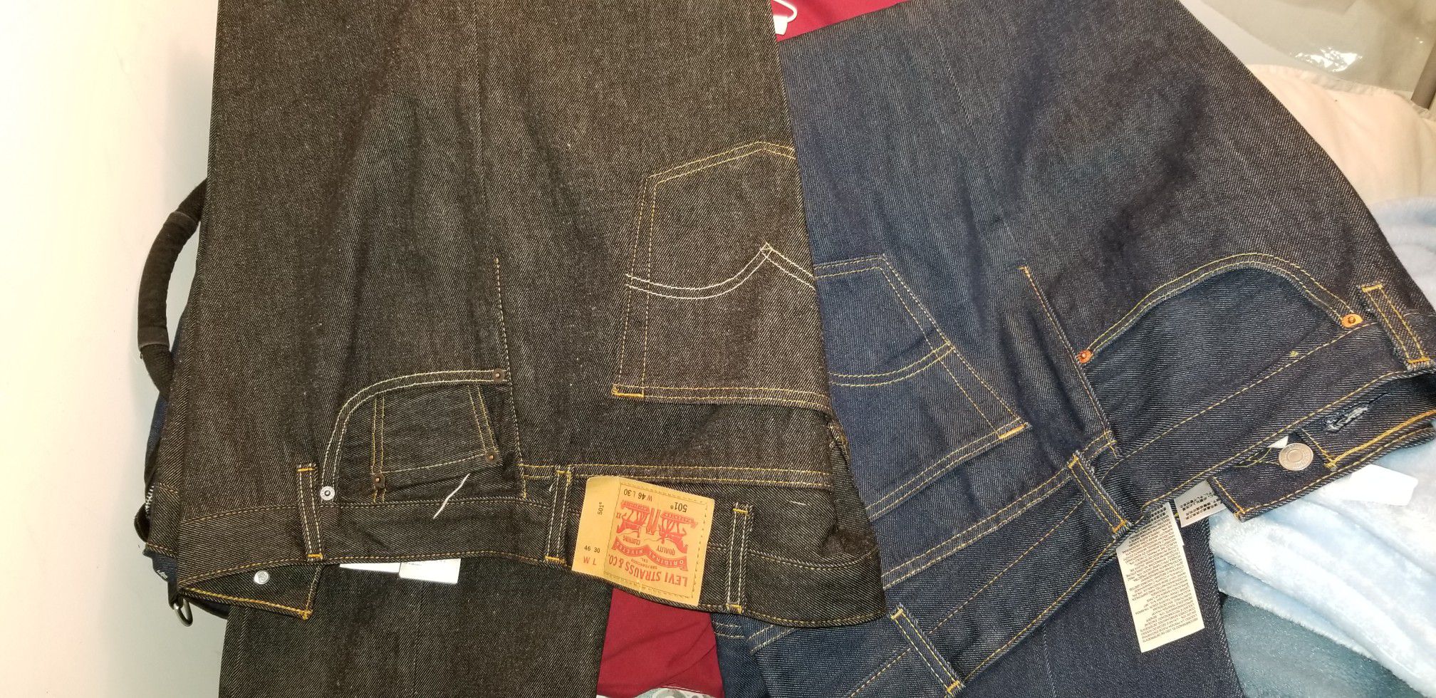 5 pair's of 501 Levi's and 4 wolverine flannels and 1pana