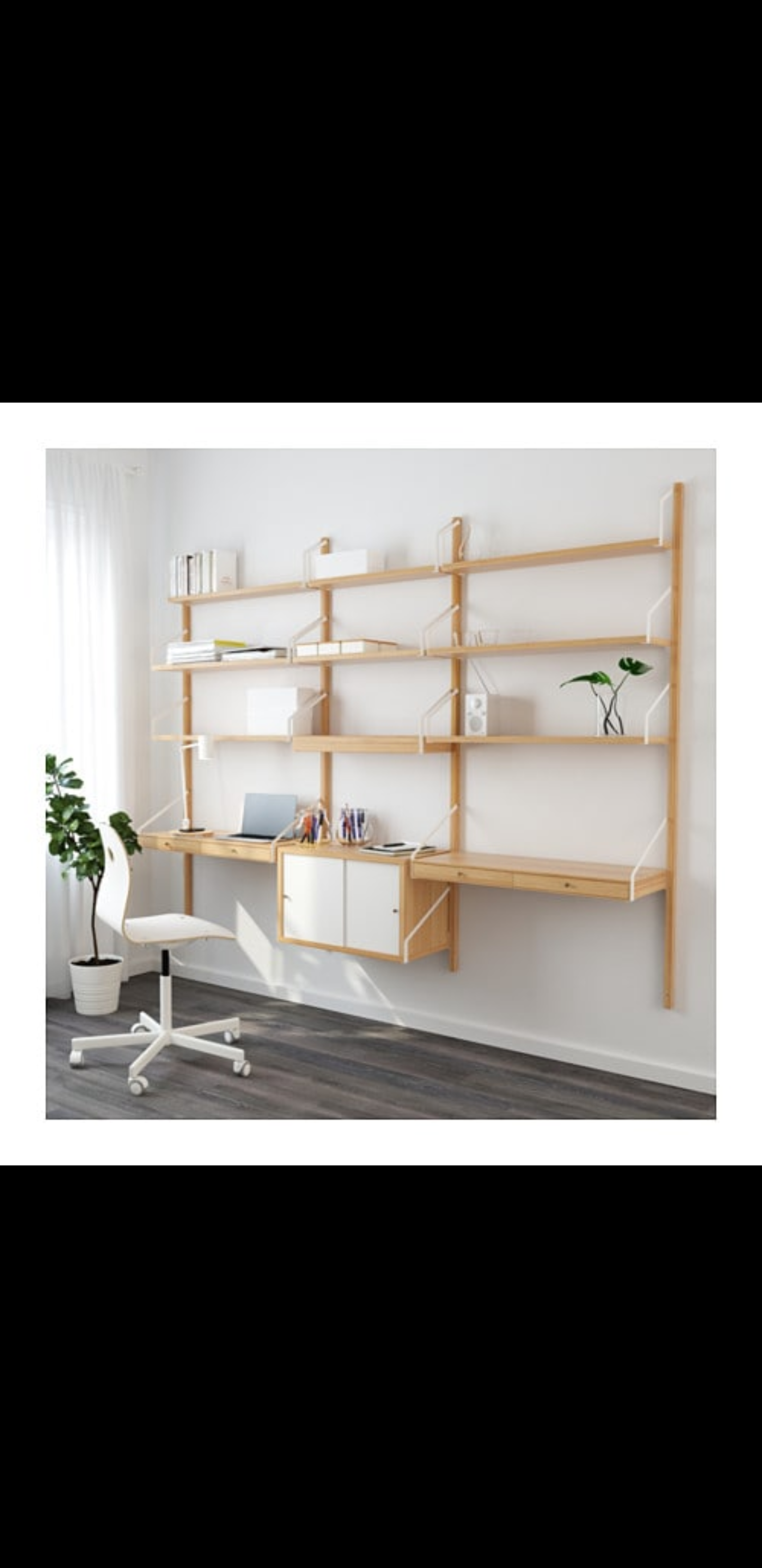 Bamboo Wall Shelving & Mini Desk - Ikea Svalnäs - Space Saver!