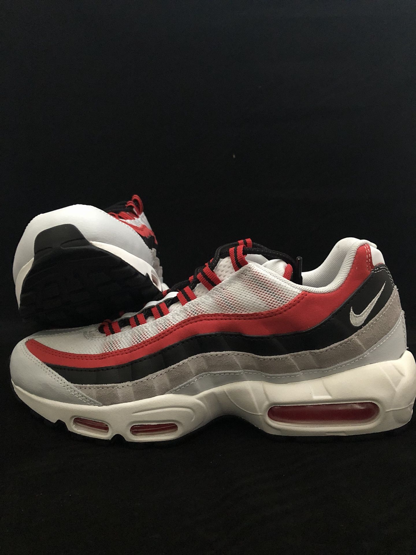 Nike Air Max 95 Essential Shoes Red Black Gray Platinum Size