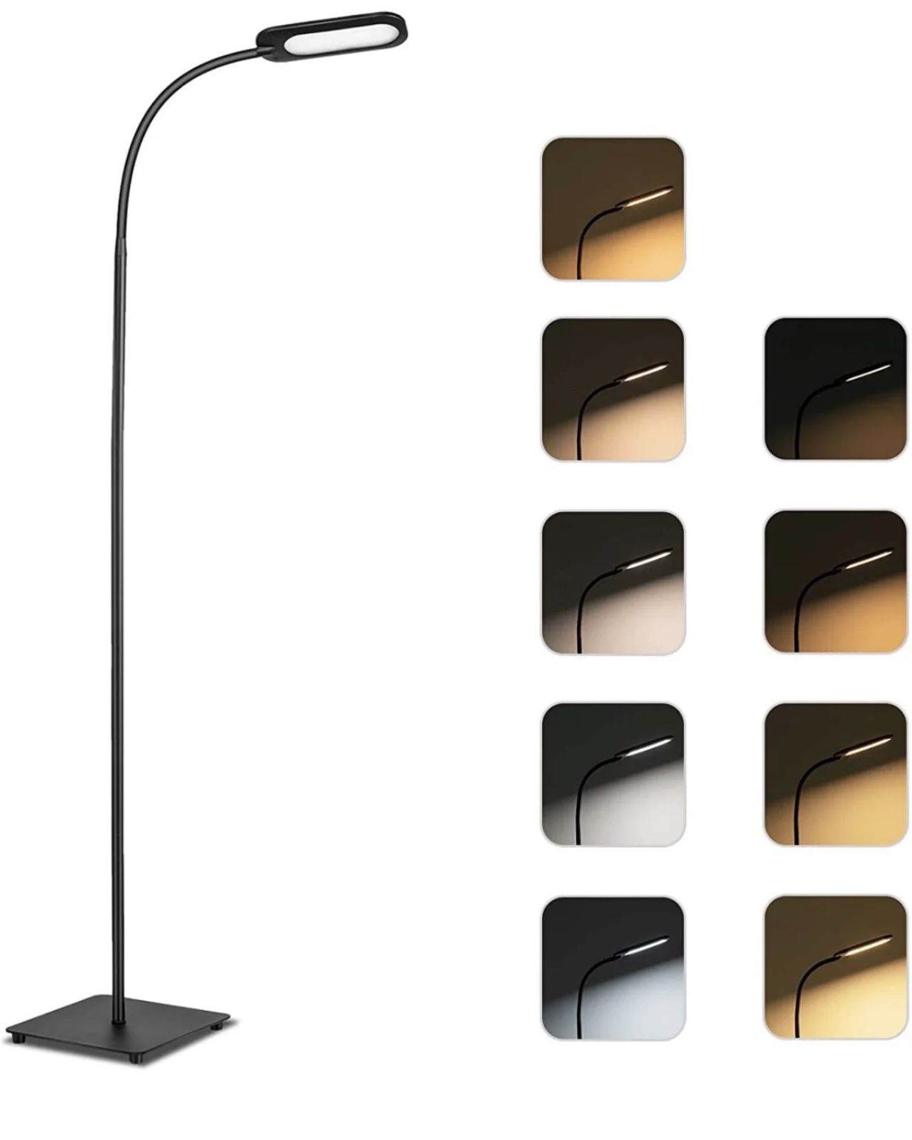 Floor Lamp, TECKIN Standing Lamp, 5 Color Temperatures & 4 Brightness Levels with Adjustable Gooseneck, Lamps for Living Room, Modern Floor Lamp  Ener