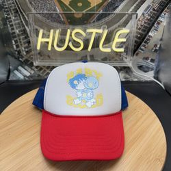 Baby Milo Born From Pain Sicko Men's Trucker Hat Red/Blue/White OS