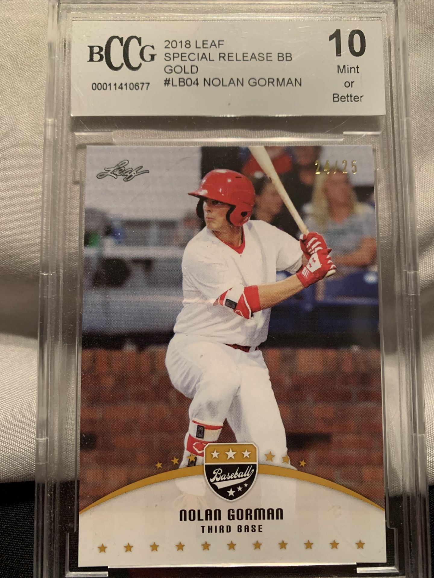 Nolan Gorman 2018 Rookie Card 10 Mint