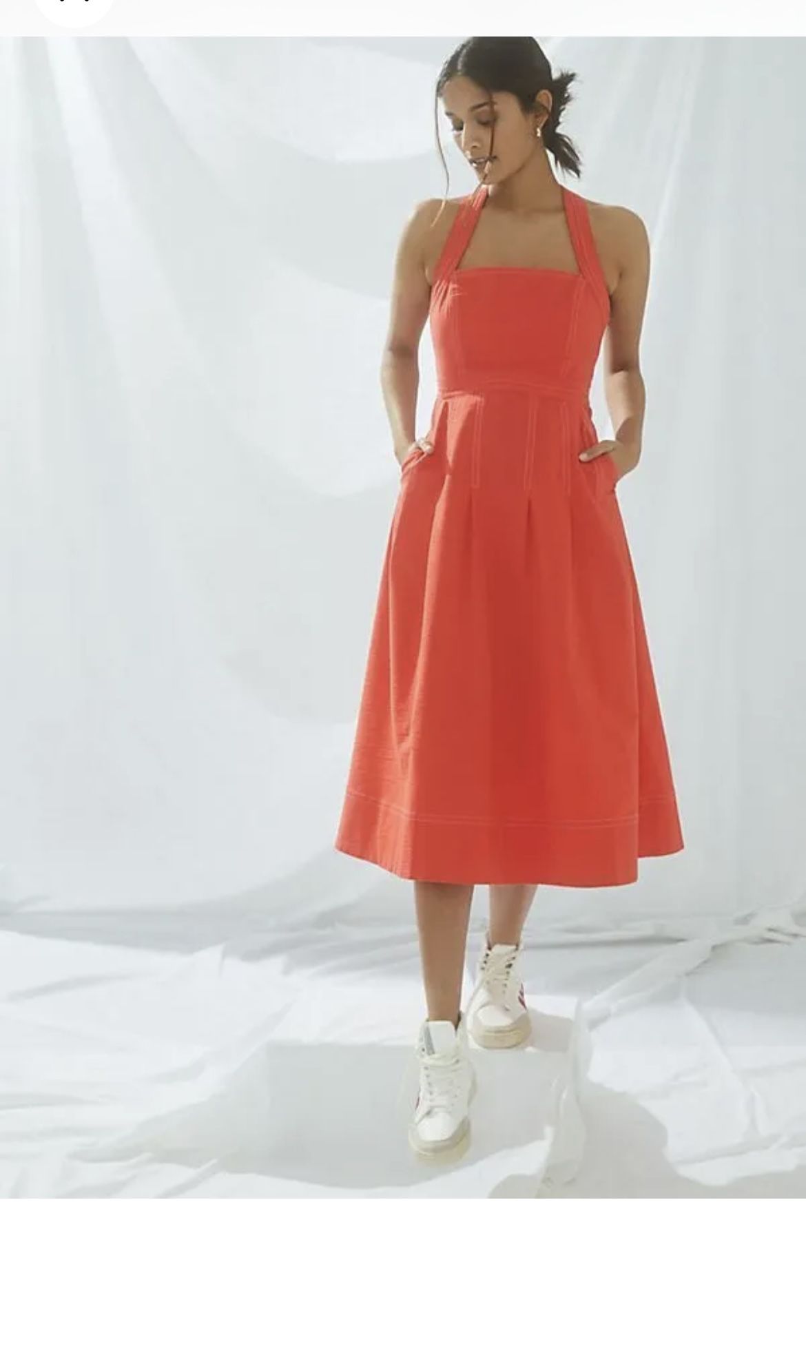 Maeve Alessandra Cross-Back Midi tangerine Dress size 10