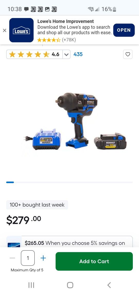 Kobalt XTR 24V MAX Impact Wrench
