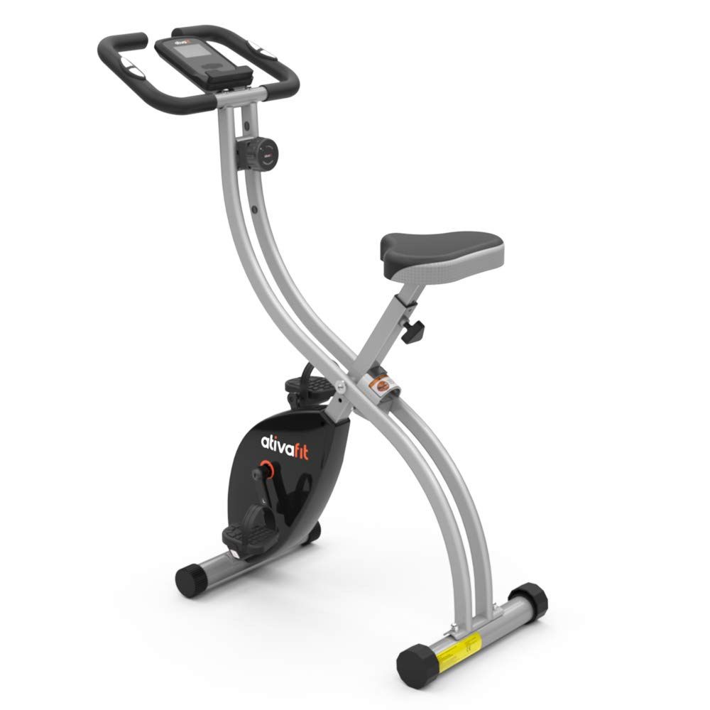 ATIVAFIT Exercise Bike Foldable Fitness Indoor Cycling Bike Magnetic 3 In 1 Upright Recumbent Exercise Bike With Resistance Bands Home Workout Grey