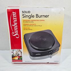Sunbeam CKSBSB100-B 900W Portable Electric Hot Plate Tabletop Countertop Cooktop