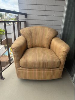 Lowe's allen + roth Striped Swivel Barrel Chair