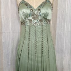 - Sue Wong Formal Beaded Silk Dress, Size Small, color aqua