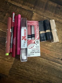 Lip stain , shiny lip balm, lip liner , lips sticks