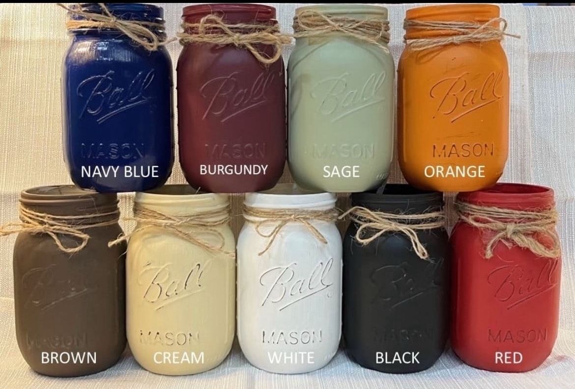 Chalk painted & distressed PINT sized - 6 mason jars