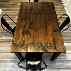 Beautiful Wooden Kitchen Table with 4 Steel Chairs
