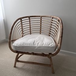 IKEA BUSKBO Armchair, rattan/Djupvik white