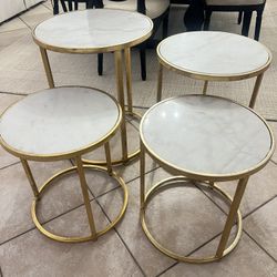 Side Tables. Set of 4 / white and gold.