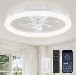 20" Ceiling Fans with Lights and Remote for Bedroom, White
Low Profile Fan Light, 3000K-6000K Stepless Dimmable Fandelier, 6 Speed, Reversible DC Moto