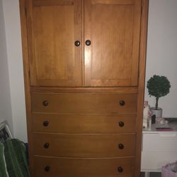 Large Honey Wood Armoire 