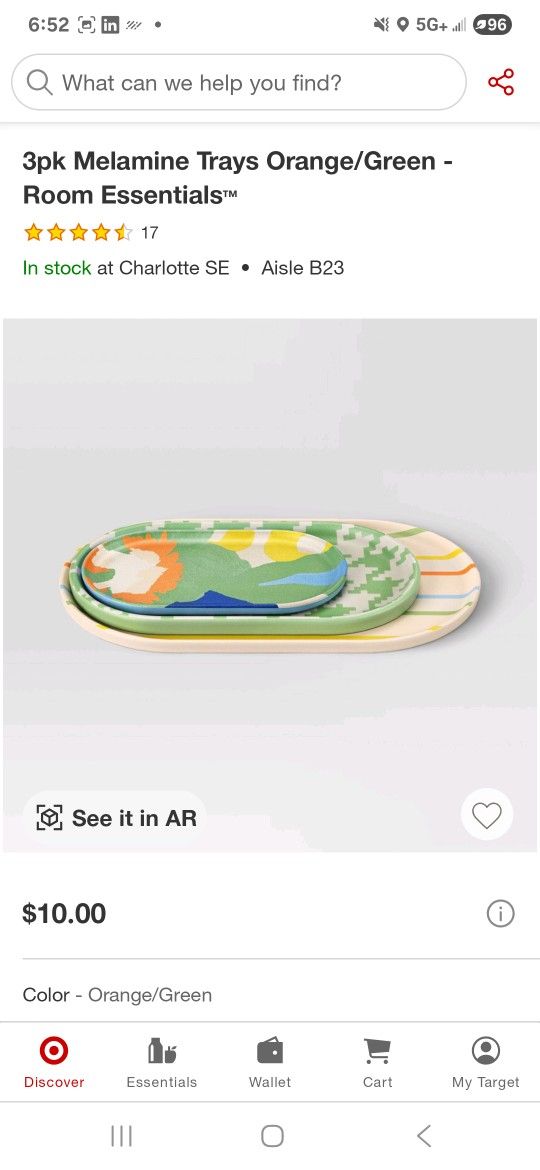 Room Esentials - Printed Tray Set Of 3