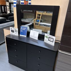 Black Eight Drawer With Mirror New Chest Dresser Tocador