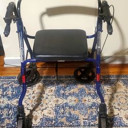 Four Wheel Walker With Padded Seat, Reflectors, And Lock Breaks