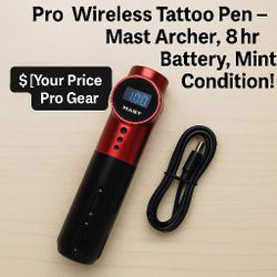 “Pro Wireless Tattoo Pen – Mast Archer, 8hr Battery, Mint Condition!”