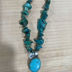 Genuine turquoise stone With 925 Sliver  Pendant   Excellent Condition 