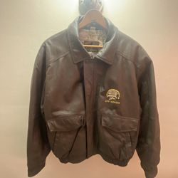 North American Hunting Club Life Member Leather Bomber Jacket Men's XXL 