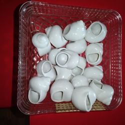 Vintage snow white porcelain snail shell escargot serving dishes 18 count