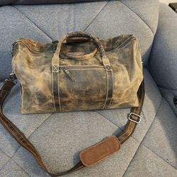 21 Inch Genuine Leather Duffel Travel Overnight Weekend Leather Bag Sports GYM
