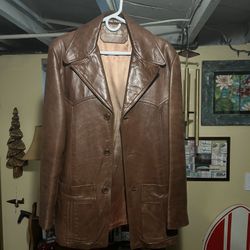 Californian Brown Leather Butterfly Collar Jacket  sz. 40/Medium