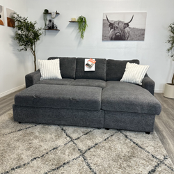 Grey Sleeper Sectional Couch - Free Delivery