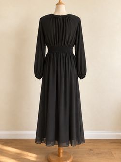 Black Chiffon Maxi Dress Long Sleeve