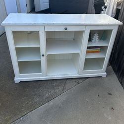 Hutch / Tv Stand / Bookcase - Wood And Glass White. 