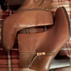 Cute Leather Heeled Low Boots