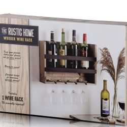 The Rustic Home Wooden Wine Rack, Stemware Holder Easy Access No Assembly New